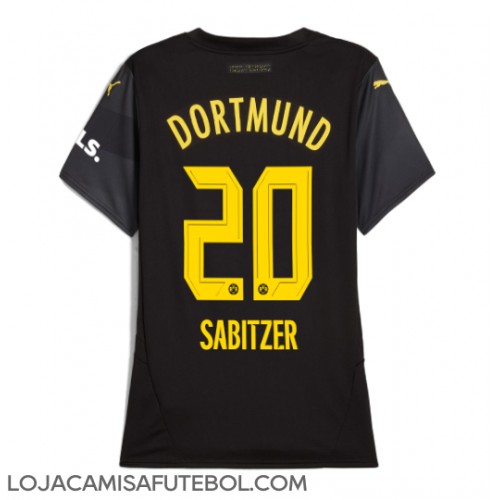 Camisa de Futebol Borussia Dortmund Marcel Sabitzer #20 Equipamento Secundário Mulheres 2024-25 Manga Curta